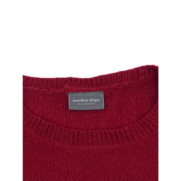 Wooden Ships Womens Red #67 Football Jersey Mohair Wool Blend Sweater Sz S/M - Picture 7 of 12